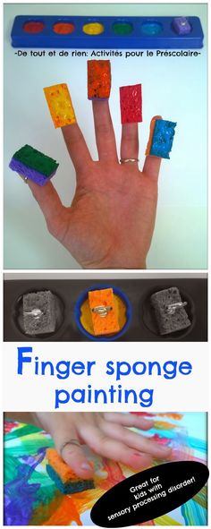 finger sponge painting is an easy art activity for kids to do with their hands and fingers