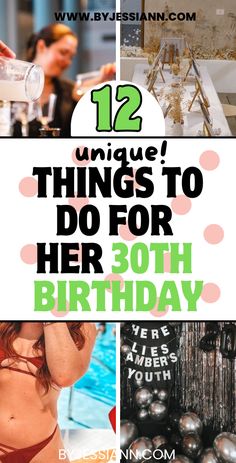 12 Unique Things to Do for a Woman's 30th Birthday - 30th Birthday Ideas for Her! 30th Birthday For Women Gifts, 31st Birthday Ideas For Her Theme, 30th Birthday Party Women, Dirty 30 Party, 30th Birthday Ideas, Birthday Getaway, 30th Birthday Ideas For Women, 30th Bday Party, 30th Party