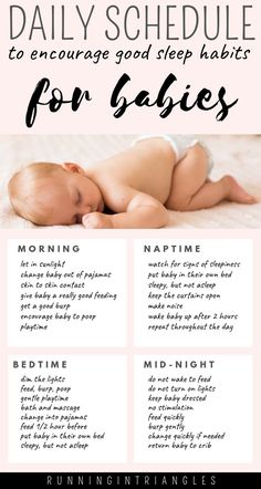 a baby sleeping on its back with the words daily schedule for babies