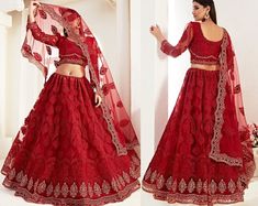 Red Sabyasachi Designer Red LehengaCholi with heavy embroidery work Wedding lehengacholi party wear lehengacholi Indian Women,lenghacholi Red Semi-stitched Choli For Ceremonial Occasions, Elegant Red Semi-stitched Choli, Ceremonial Red Embroidered Choli, Red Semi-stitched Chinon Lehenga, Red Semi-stitched Wedding Choli, Sabyasachi Designer