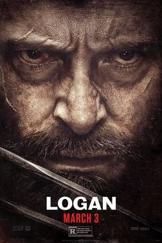 the poster for the movie logan, which features a man with a knife in his hand