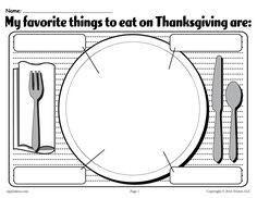 a plate with silverware on it and the words my favorite things to eat on thanksgiving are