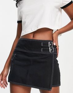 Kjol från ASOS DESIGN Omlottmodell Medelhöga Stiftspänne och fickdetaljer Smal passforms Mini Wrap Skirt, Skirt Inspiration, Outfit Inspiration Women, Clothing Hacks, Cute Skirts, Wrap Skirt, Stage Outfits, Black Fashion, Fashion Inspo Outfits