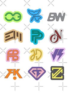 the letters and symbols are arranged in different colors