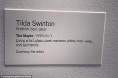 a sign on the wall that says tilda swynton scottish born 1950,