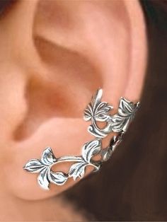 Women's Earrings Fashion Outdoor Floral Earring 2023 - US $7.99 Thistle Jewellery, Silver Ear Cuff Earrings, Flower Ear Cuffs, Thistle Earrings, Leaf Ear Cuffs, Ear Cuff Jewelry, Cheap Earrings, Cuff Jewelry, Silver Ear Cuff