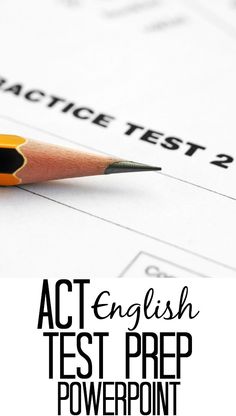 a pencil sitting on top of a test paper with the words act english in front of it