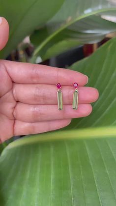 Ruby & Tourmaline bar earrings – YI COLLECTION Luxury Dainty Gemstone Earrings, Luxury Fusion Style Tourmaline Jewelry, Yi Collection, Ruby Tourmaline, Tourmaline Earrings, Ruby Earrings, Funky Jewelry, Jewelry Lookbook, Fancy Jewelry