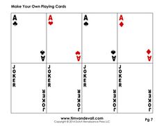 playing cards with the words make your own playing cards written in red on each card