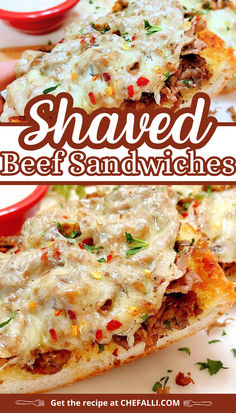 A sandwich made with shaved beef and melted cheese. Shaved Beef Sandwich, Shaved Beef Steak Recipes, Shaved Steak Sandwich, Shaved Steak