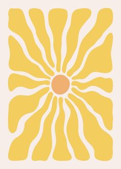 an orange and yellow flower on a white background with the sun in it's center