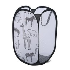 an image of a giraffe and zebra print portable baby crib bedding set