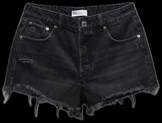 High Rise Black Jeans, Black Jean Shorts, Free Jeans, Ripped Shorts, Zara Shorts, Frayed Denim, Shorts Womens, Mid Rise Shorts, Denim Cutoff Shorts