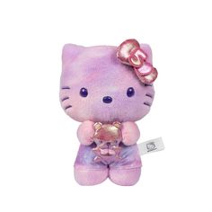 a purple hello kitty stuffed animal with a pink bow