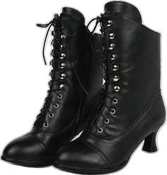 Fitted Lace-up Martin Boots For Winter, Vintage Black High Ankle Lace-up Boots, Formal High Ankle Lace-up Boots For Winter, Gothic Lace-up Mid-calf Boots For Winter, Gothic Lace-up Ankle Boots For Winter, Fitted Lace-up Martin Boots For Fall, Vintage Black Lace-up Boots, Lace-up Heeled Boots For Winter, Winter Gothic Lace-up Boots With Round Toe