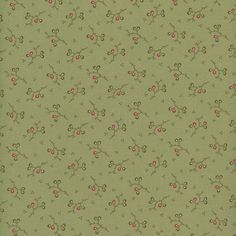 a green background with small pink flowers on it