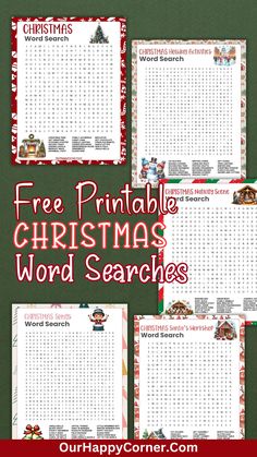 printable christmas word search is shown with the text free printable christmas word search