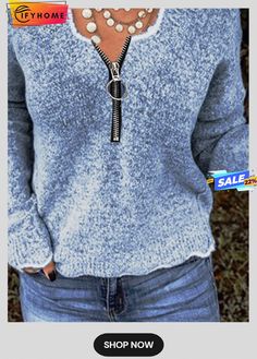 Blue Shift V Neck Casual Sweater V Neck Sweaters, Crazy Quilting, Casual Sweater, Feather Pattern, Home Items, Dresses Shoes, Casual Sweaters, Nice Tops, Daily Fashion