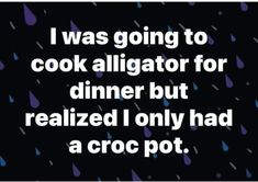 i was going to cook alligator for dinner but realizing only had a croc pot