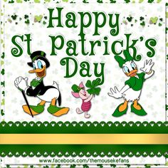 a happy st patrick's day greeting card with ducks and clovers on it