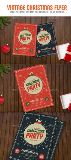 christmas party flyer template with presents on the table - clubs and parties print templates