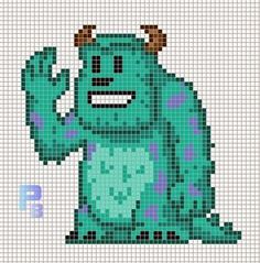 a pixellated image of a blue monster with horns on it's head and arms