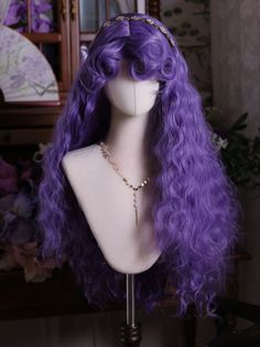 Lavender Wig, Layered Ends, Curled Bangs, Pastel Wig, Lavender Hair Colors, Colorful Room, My Little Pony Rarity, Kawaii Outfit, Purple Wig