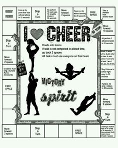 a game board with the words, i love cheer and two silhouettes on it