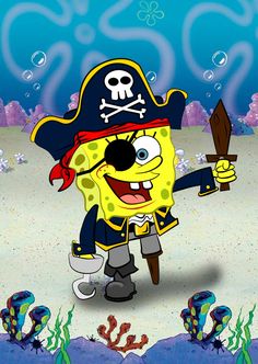 spongebob pirate adventure - screenshots for iphone and ipad, with an animated character