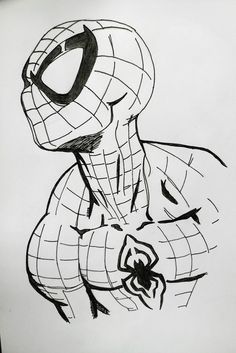 a drawing of a spider man with his arms crossed