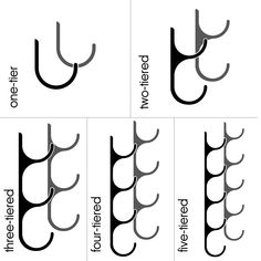 four different types of fishing hooks with the names below them in black and white letters