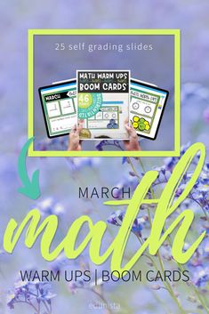 march math warm up cards with lavender flowers in the background and text overlay that reads march