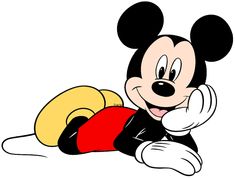 a cartoon mickey mouse laying on the ground