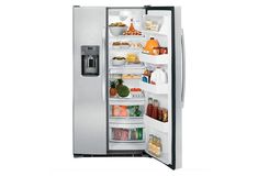 an open refrigerator with its door wide open and full of fresh food, including fruits and vegetables