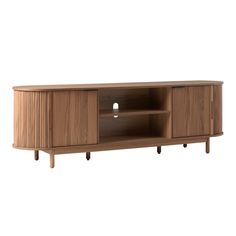 the sideboard is made out of wood and has two doors on each side, one with