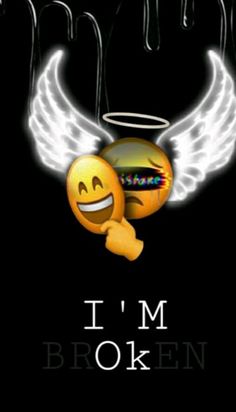 Smiley, Angel, Wallpapers, Black