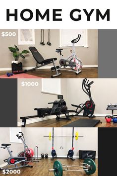 there are many different types of home gym equipment in this photo and the price is $ 500