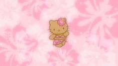 a hello kitty wallpaper with pink flowers