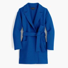 I Have This Beautiful Blue J.Crew Wrap Coat Nwt. Absolutely Gorgeous Blue, Size Xxs. All My Items Come From A Clean Smoke Free Home. Thanks So Much 100% Wool New With Tag May Come With Original Jcrew Plastic Wrap Beautiful Wool Works Extremely Well For Middle Age Women Last Picture Is To Illustrate Color Only. This Coat Is New With Tag Inseam 30" Approx Pit To Pit 18.5" Approx Very Good Fit For Jcrew Xs Color Cobalt Blue Still In Original Plastic Wrap And Jcrew Paper Tag Attached Royal Blue Coat, Petite Coats, Blue Wool Coat, Jcrew Coat, Wool Wrap Coat, Petite Coat, Blue Coat, Mama Style, Wool Wrap