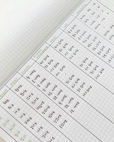 an open notebook with numbers and times on it