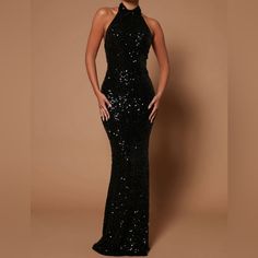 Fashionnova, Sequin, Size Medium, Maxi Dress. Never Worn, But No Tags Sequin Black Bridesmaid Dresses, Black Sequin Maxi Dress, Black Floor-length Dress With Sequins, Black Maxi Dress For Holiday Night Out, Black Holiday Maxi Dress For Night Out, Holiday Black Maxi Dress For Night Out, Glamorous Black Holiday Maxi Dress, Black Fitted Maxi Dress For Holiday, Fitted Black Maxi Dress For Holidays