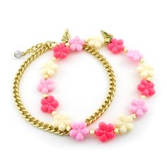 Get ready to step into a world of joy and whimsy with our Happy Times Anklet. This unique anklet features a playful combination of spring-inspired flowers and a delicate chain - perfect for adding a touch of fun to any outfit. Lobster clasp and stretch closure. Anklets are 'one size fits most' and are designed to fit up to a 9.5" ankle comfortably Lead & Nickel Free Please be aware that due to the unique and handmade nature of each product, colors, shapes, and bead sizes may vary slightly from t Trendy Multicolor Anklets For Spring, Trendy Anklets For Spring Season Gift, Cute Flower Bracelets For Spring, Trendy Spring Gift Anklet, Playful Beaded Bracelets For Friendship In Spring, Trendy Handmade Anklets For Spring, Adjustable Anklets For Spring Gift, Pink Bracelets For Spring, Trendy Summer Bracelet With Flower Charm