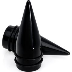 a black plastic cone shaped object on a white background