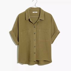 Madewell Lights-Pun Beachside Dolman Shirt Size Xxs Dolman Shirt, Boxy Crop Top, Safari Shirt, Jeans Bags, Madewell Top, Work Tops, Madewell Denim, Work Shirts, Dolman Sleeve