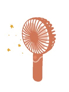 an orange fan on a white background with stars in the sky around it and text that reads, ` `