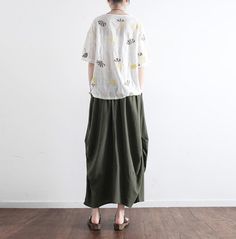 simplelinenlife-Casua-Summer-Women-Linen-Cotton-Skirts Green Cotton Casual Maxi Skirt, Baggy Maxi Skirt For Summer, Casual Linen Skirt For Vacation, Baggy Cotton Maxi Skirt Casual, Baggy Cotton Maxi Skirt Casual Style, Casual Spring Skirt With Loosely Fitted Hips, Casual Linen Maxi Skirt, Casual Linen Skirt, Casual Summer Skirt With Loosely Fitted Hips