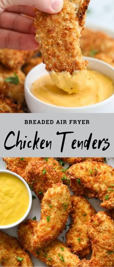 fried air fryer chicken tenders with dipping sauce