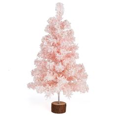 a pink christmas tree on a white background