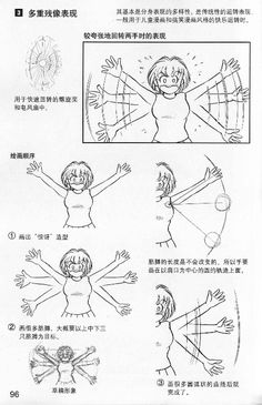 an instruction manual for how to draw children's body and hands in various poses