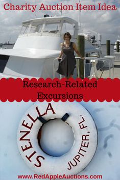 a woman standing in front of a boat with the words, research - related excursions